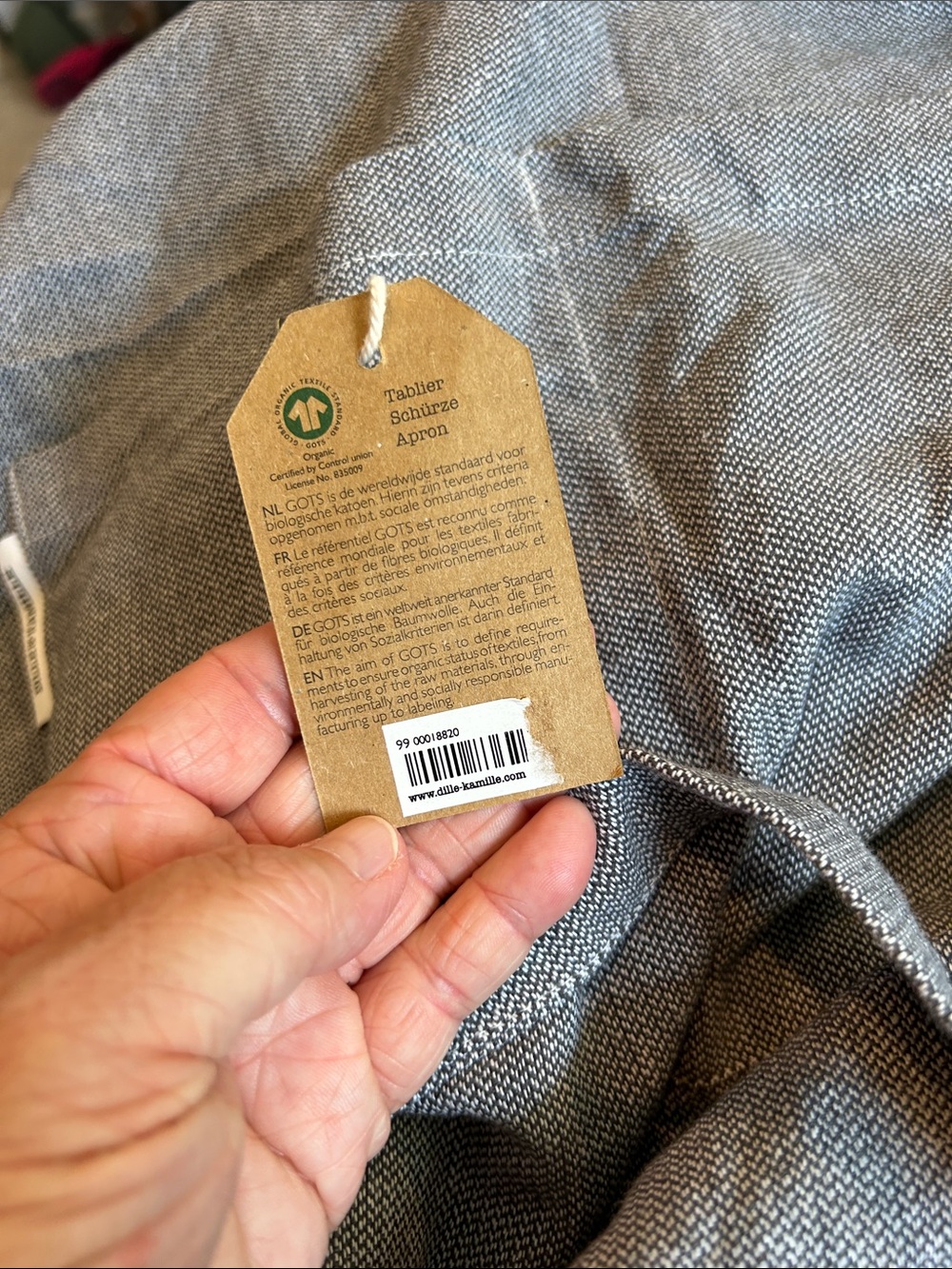 NWT Dille & Kamille Organic Cotton Lightweight Apron. Utility pockets. Ticking - Picture 9 of 9